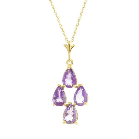 14K. SOLID GOLD NECKLACE WITH NATURAL AMETHYSTS